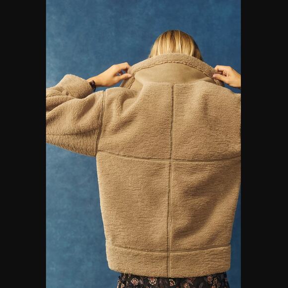Anthropologie LaBiz Relaxed Sherpa Moto Jacket - New XL - Picture 5 of 9